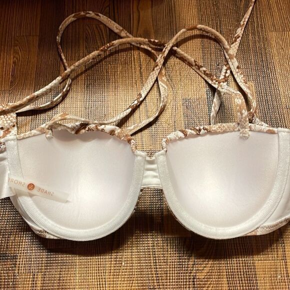Shade & Shore woman snake print brown/tan wire padded push-up bikini Sz 32B - Picture 6 of 6